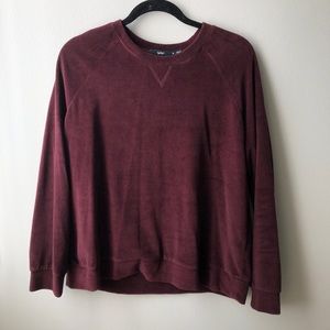 MAROON VELVET CREWNECK SWEATER